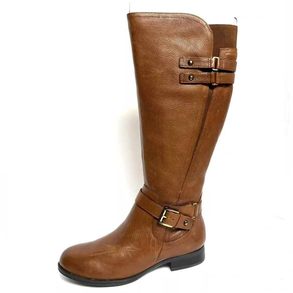 Naturalizer Women’s Jackie, Brown Leather Boots, Size 6.5 WW.